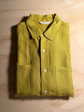 3sixteen Yellow-Green Lightweight Button-Up Shirt Jacket